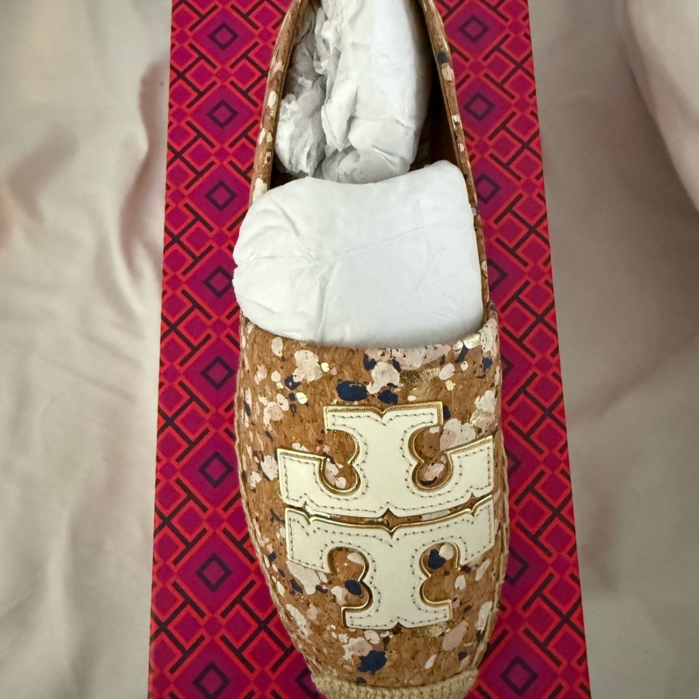 Tory Burch Cork Espadrilles - White and Brown